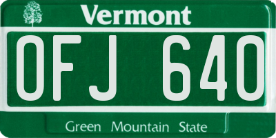 VT license plate OFJ640