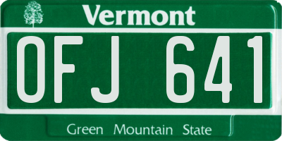 VT license plate OFJ641