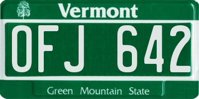 VT license plate OFJ642