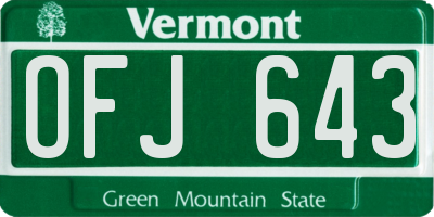 VT license plate OFJ643