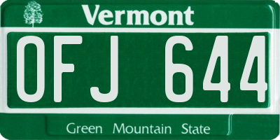 VT license plate OFJ644