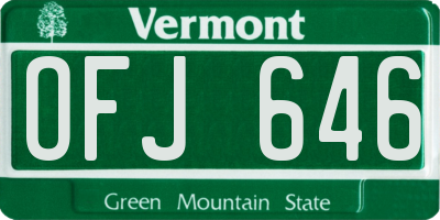 VT license plate OFJ646