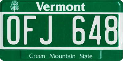 VT license plate OFJ648