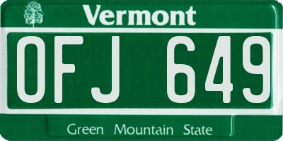 VT license plate OFJ649