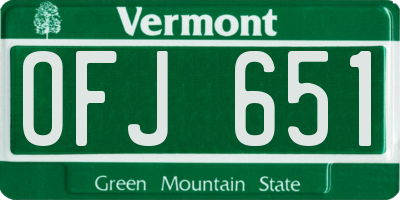 VT license plate OFJ651