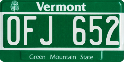 VT license plate OFJ652