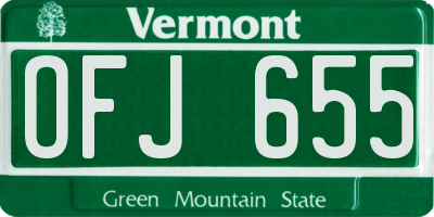 VT license plate OFJ655