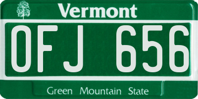 VT license plate OFJ656