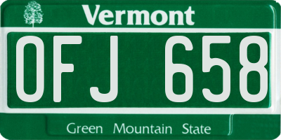 VT license plate OFJ658