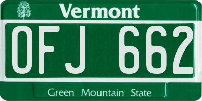 VT license plate OFJ662