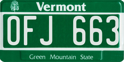 VT license plate OFJ663