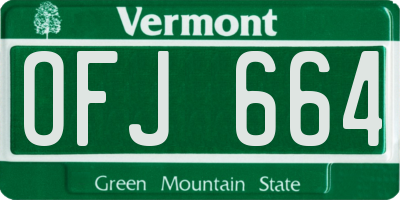 VT license plate OFJ664