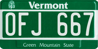 VT license plate OFJ667