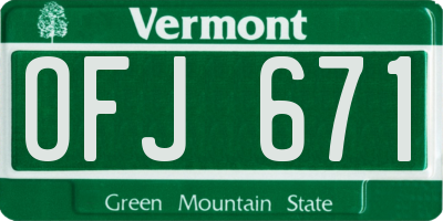 VT license plate OFJ671