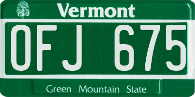 VT license plate OFJ675