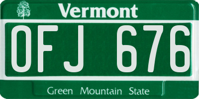 VT license plate OFJ676