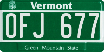VT license plate OFJ677