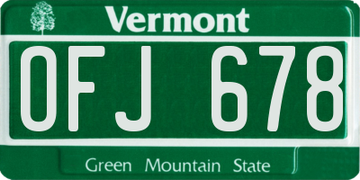 VT license plate OFJ678
