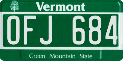 VT license plate OFJ684