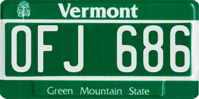 VT license plate OFJ686