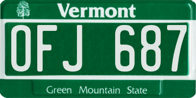 VT license plate OFJ687