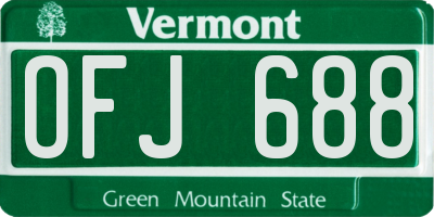 VT license plate OFJ688