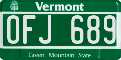 VT license plate OFJ689