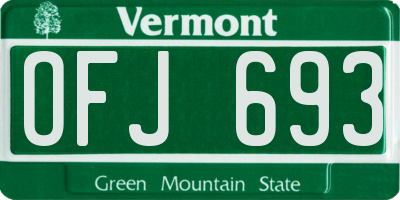 VT license plate OFJ693