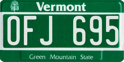VT license plate OFJ695