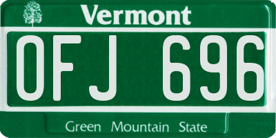 VT license plate OFJ696