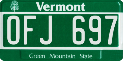 VT license plate OFJ697