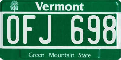 VT license plate OFJ698