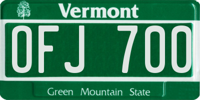 VT license plate OFJ700