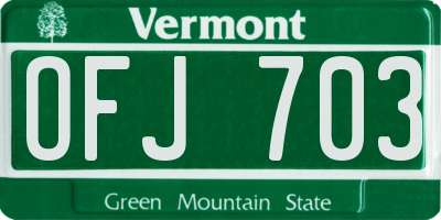 VT license plate OFJ703