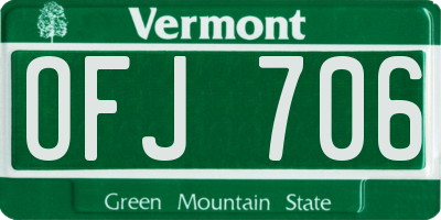 VT license plate OFJ706