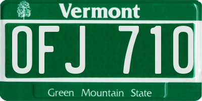 VT license plate OFJ710