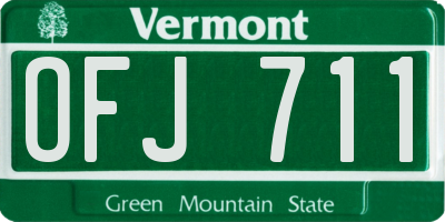 VT license plate OFJ711