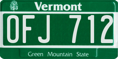 VT license plate OFJ712