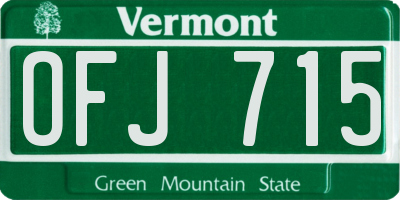 VT license plate OFJ715