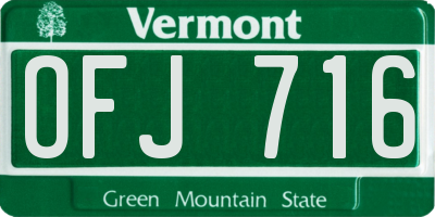 VT license plate OFJ716