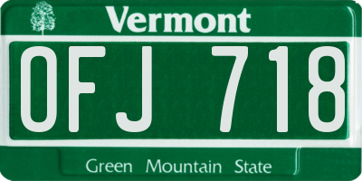 VT license plate OFJ718