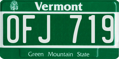 VT license plate OFJ719