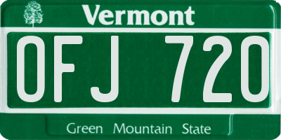 VT license plate OFJ720