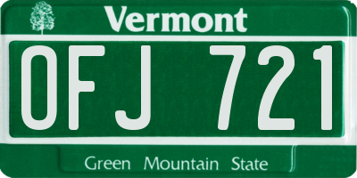 VT license plate OFJ721