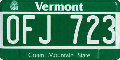 VT license plate OFJ723