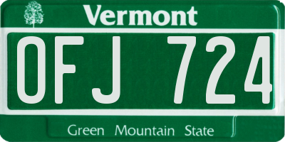 VT license plate OFJ724