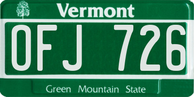 VT license plate OFJ726