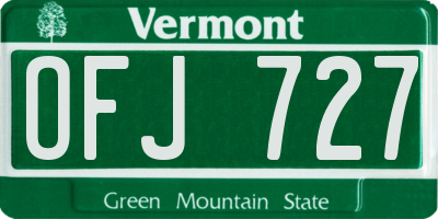 VT license plate OFJ727