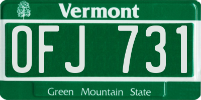 VT license plate OFJ731