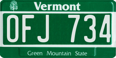 VT license plate OFJ734